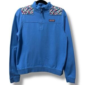 Vineyard Vines Quarter Zip Pullover Sweatshirt Girls XL 16 Preppy Coastal Whales
